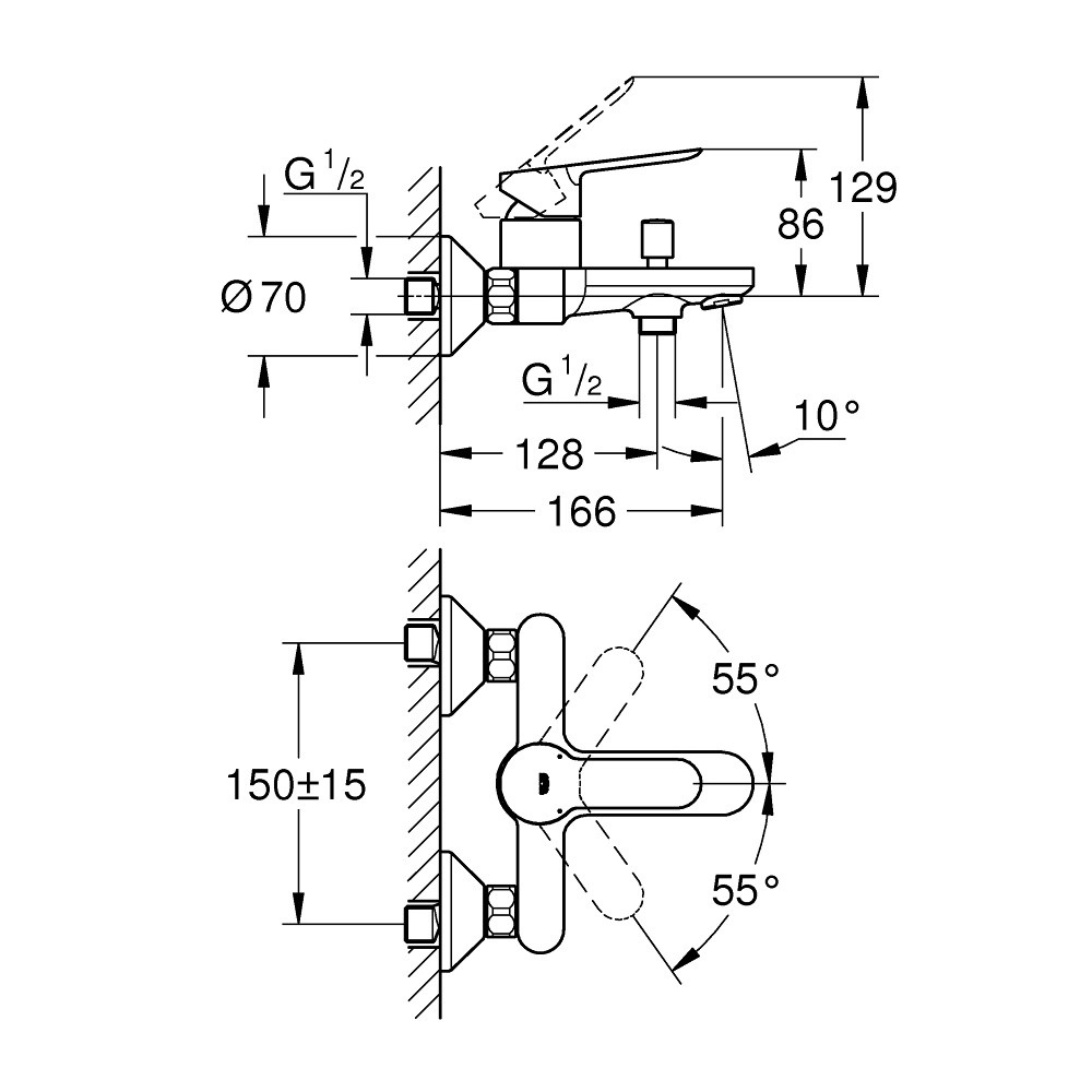 Grohe Bauedge - Μπαταρία Λουτρού (Μόνο Σώμα) 23605000 - Image 2